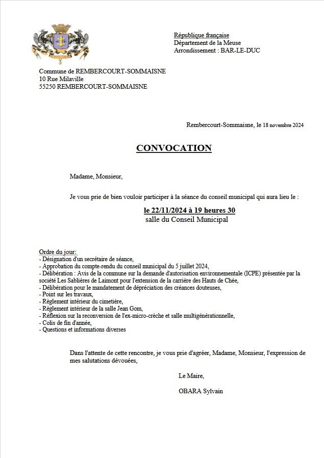 Convoc 22 novembre 2024